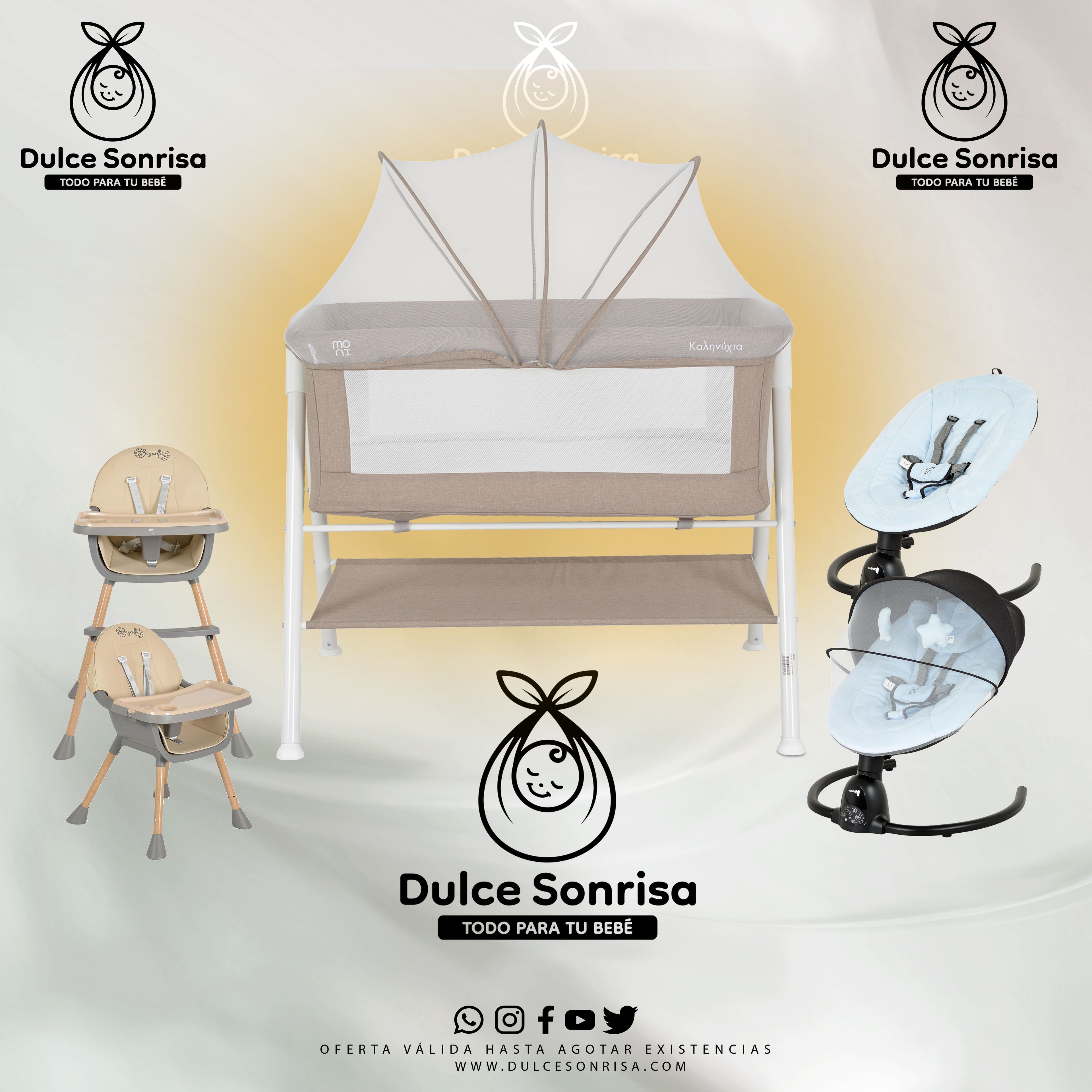 Lote Minicuna Aluminio + Trona 2 en 1 + Hamaca Electrica