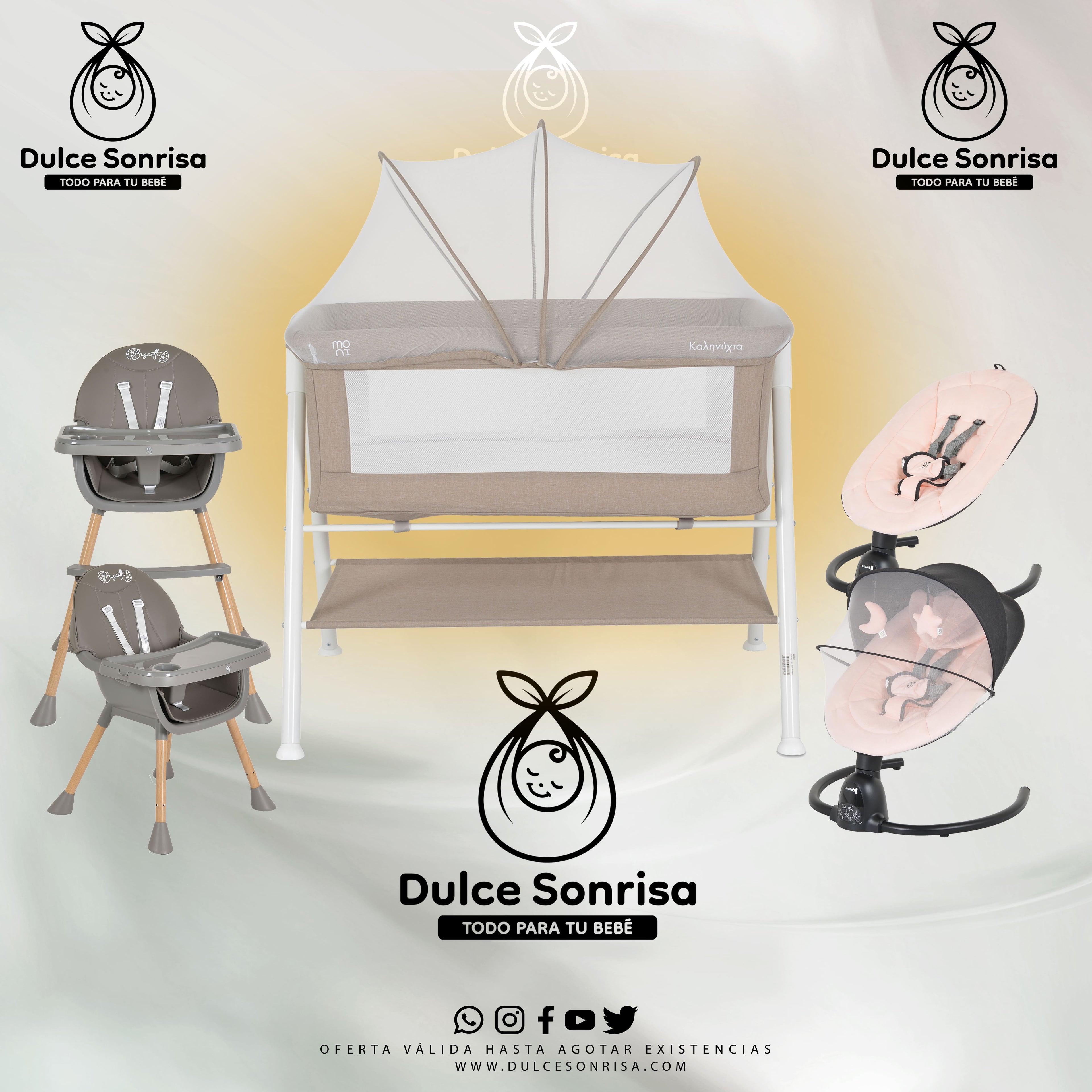 Lote Minicuna Aluminio + Trona 2 en 1 + Hamaca Electrica