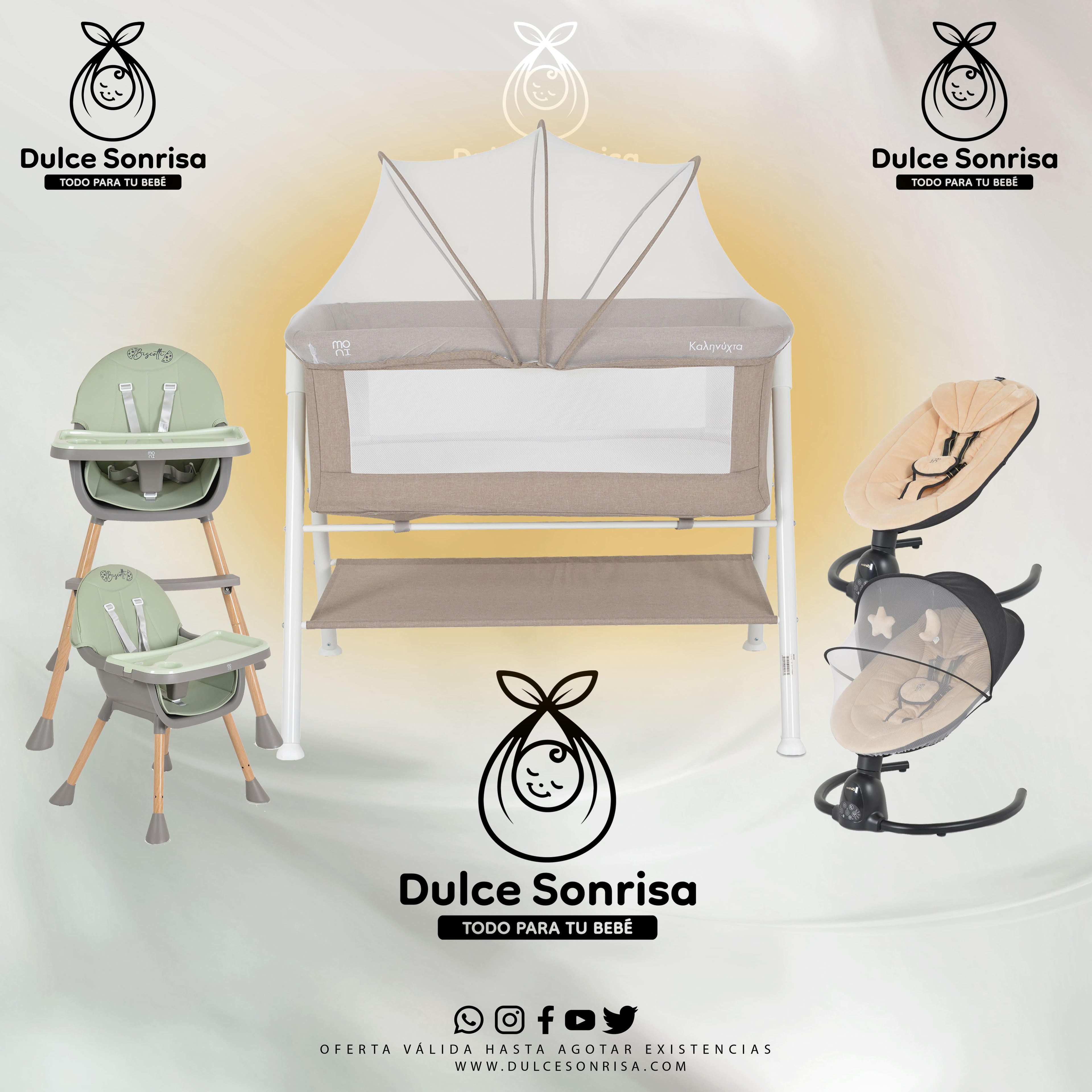 Lote Minicuna Aluminio + Trona 2 en 1 + Hamaca Electrica