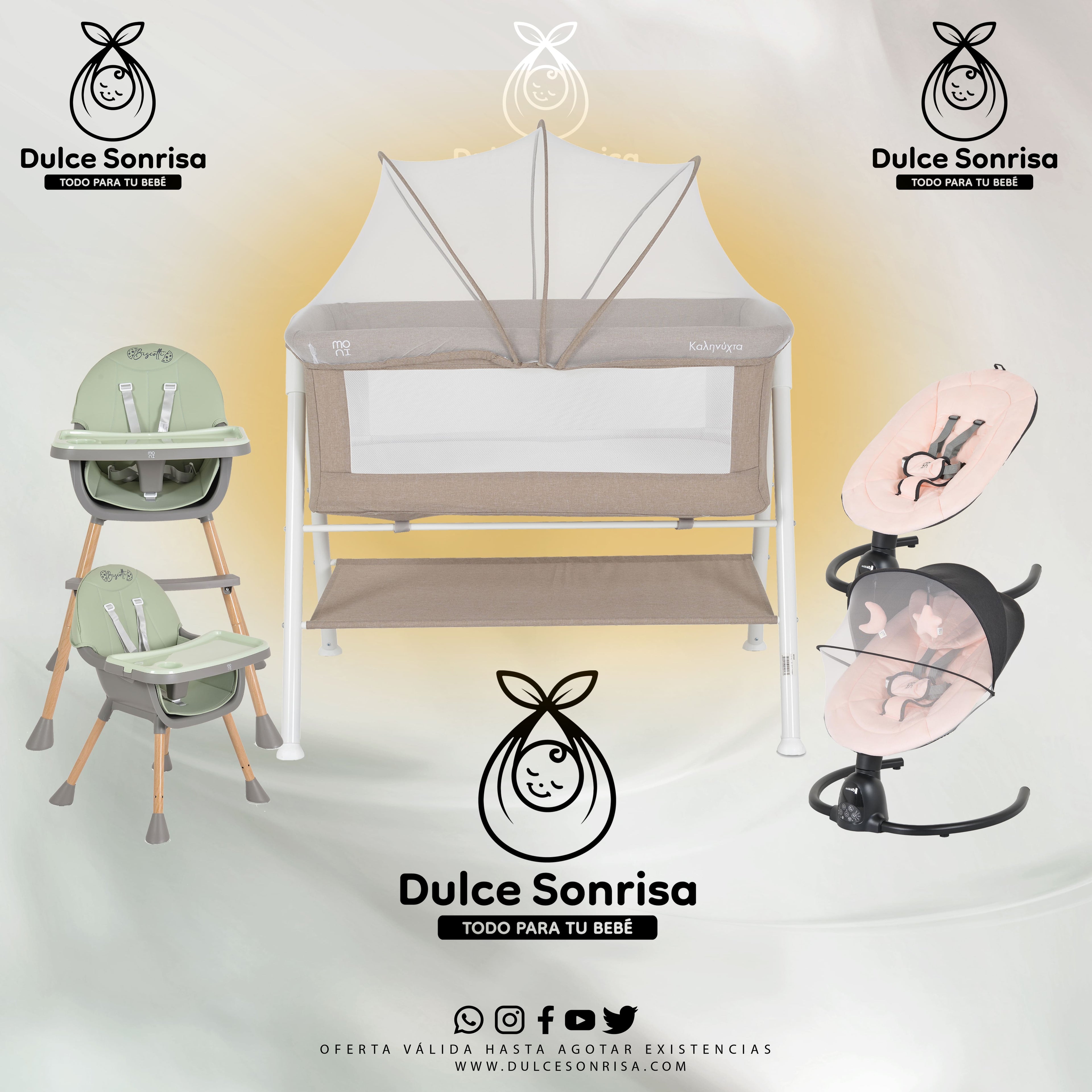 Lote Minicuna Aluminio + Trona 2 en 1 + Hamaca Electrica