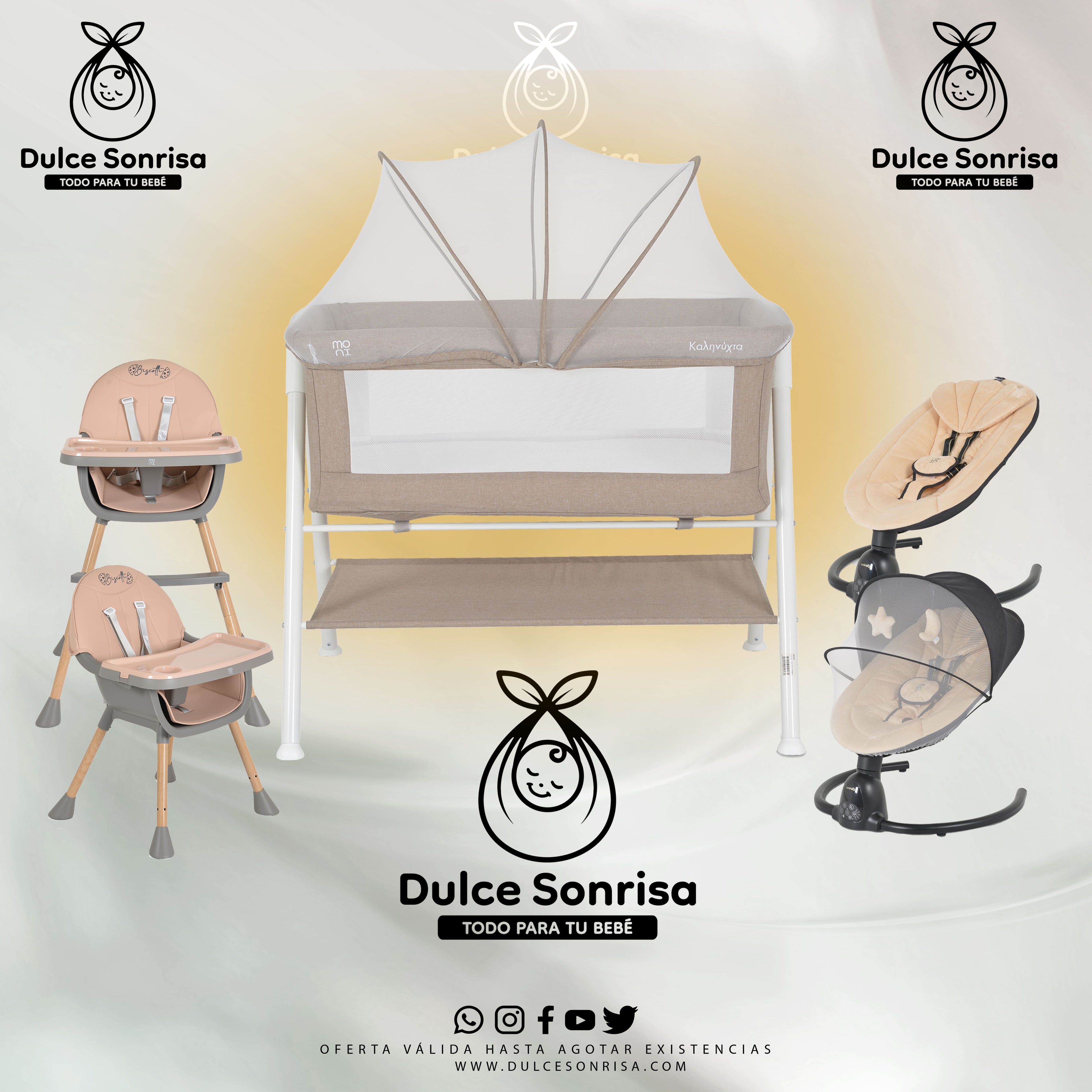 Lote Minicuna Aluminio + Trona 2 en 1 + Hamaca Electrica