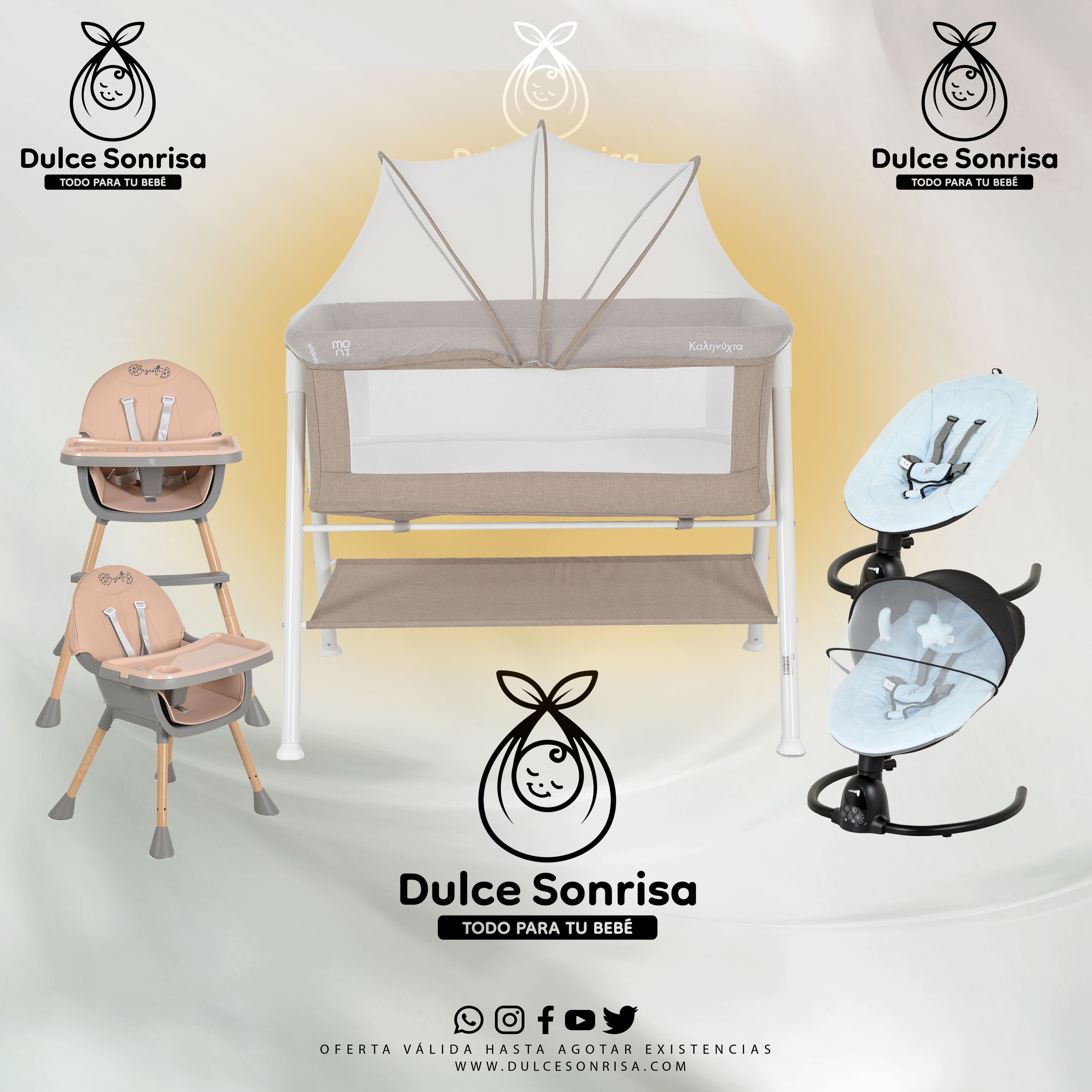 Lote Minicuna Aluminio + Trona 2 en 1 + Hamaca Electrica