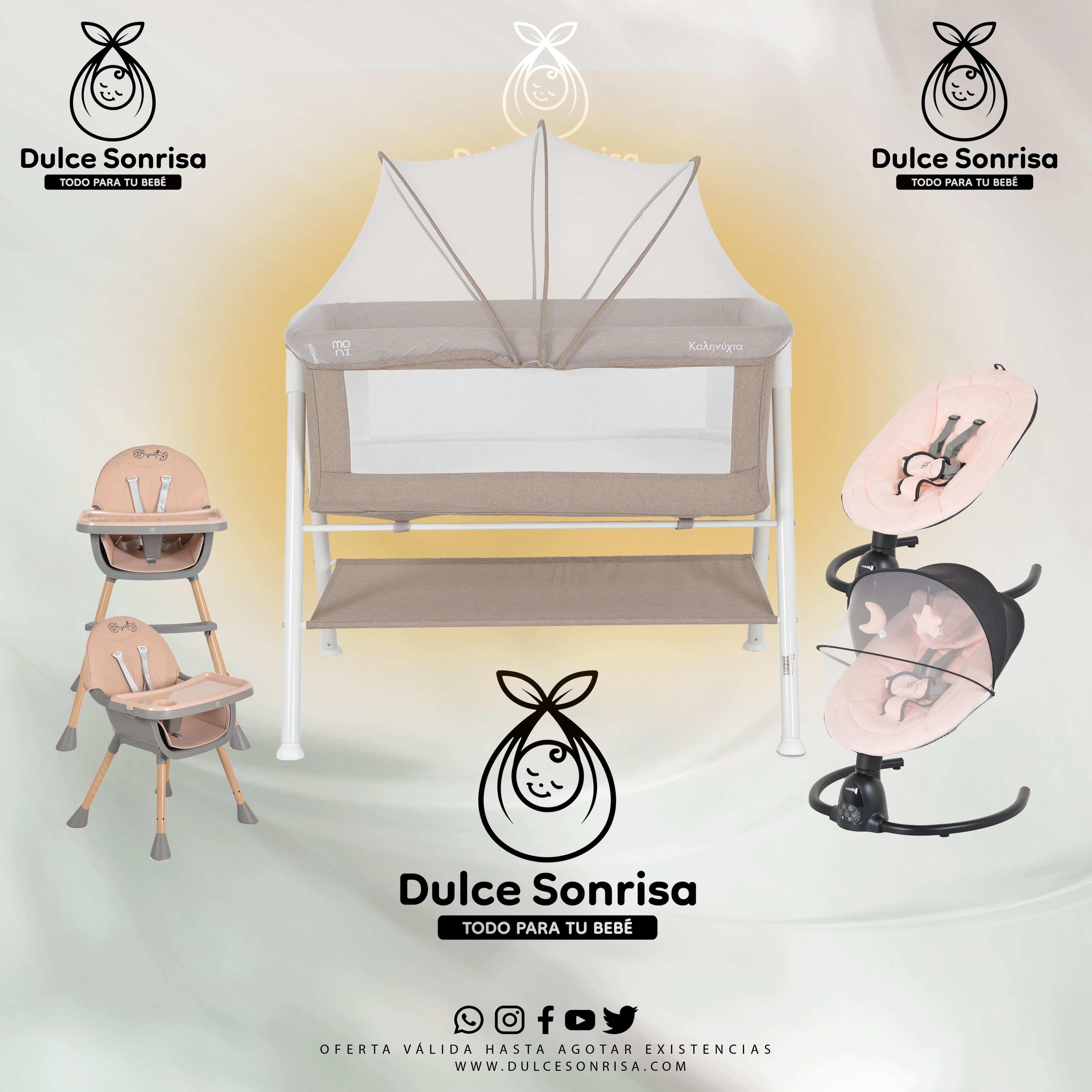 Lote Minicuna Aluminio + Trona 2 en 1 + Hamaca Electrica