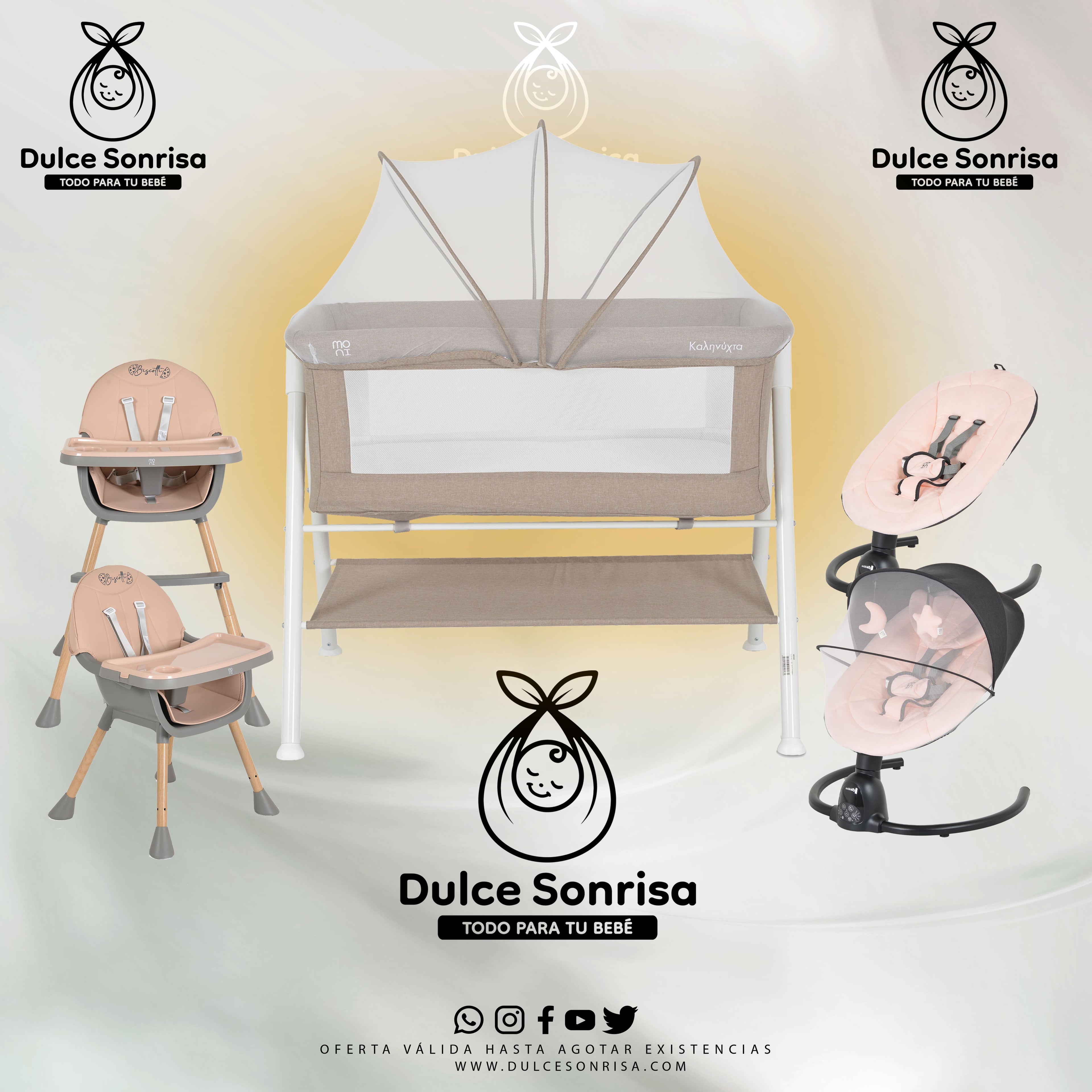 Lote Minicuna Aluminio + Trona 2 en 1 + Hamaca Electrica