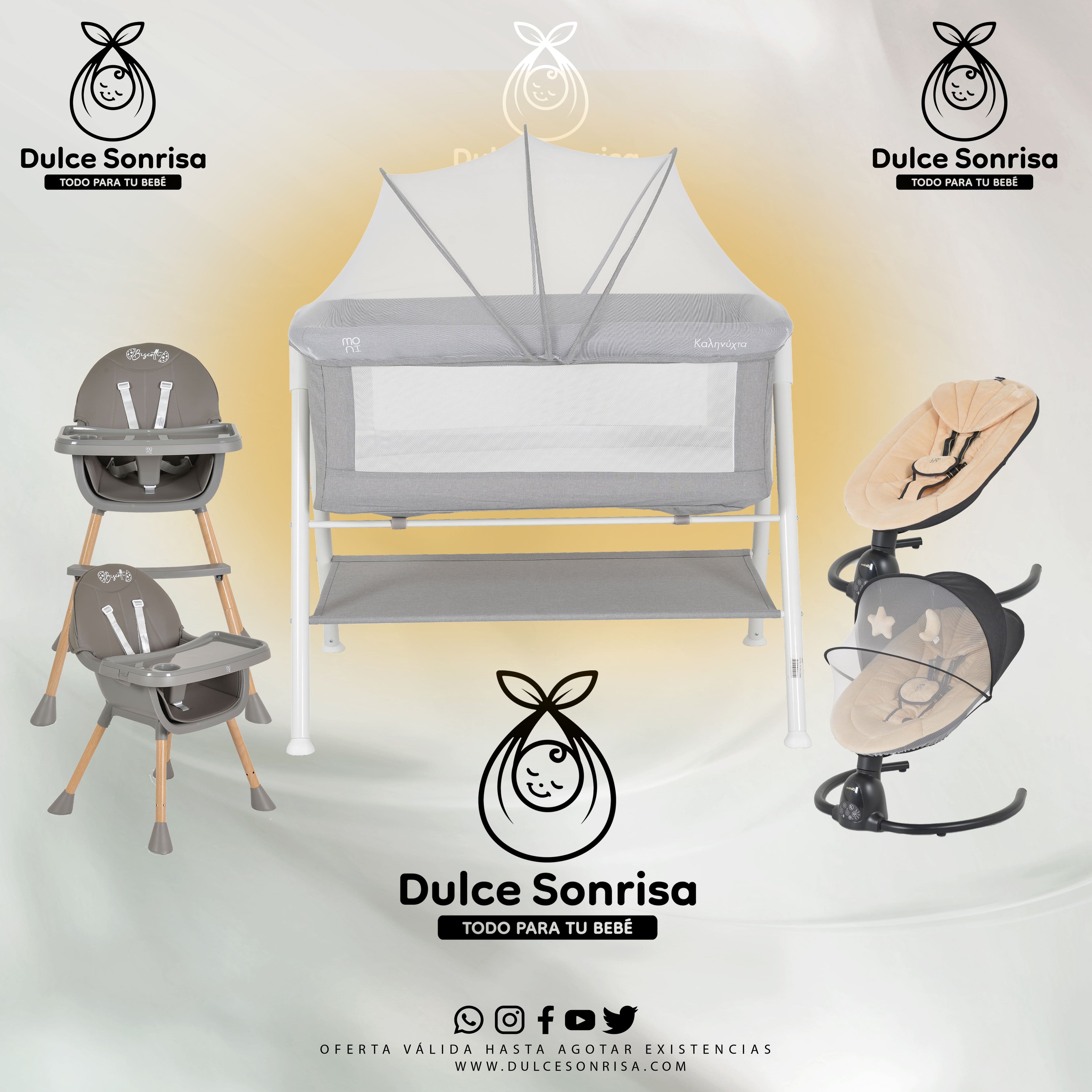 Lote Minicuna Aluminio + Trona 2 en 1 + Hamaca Electrica