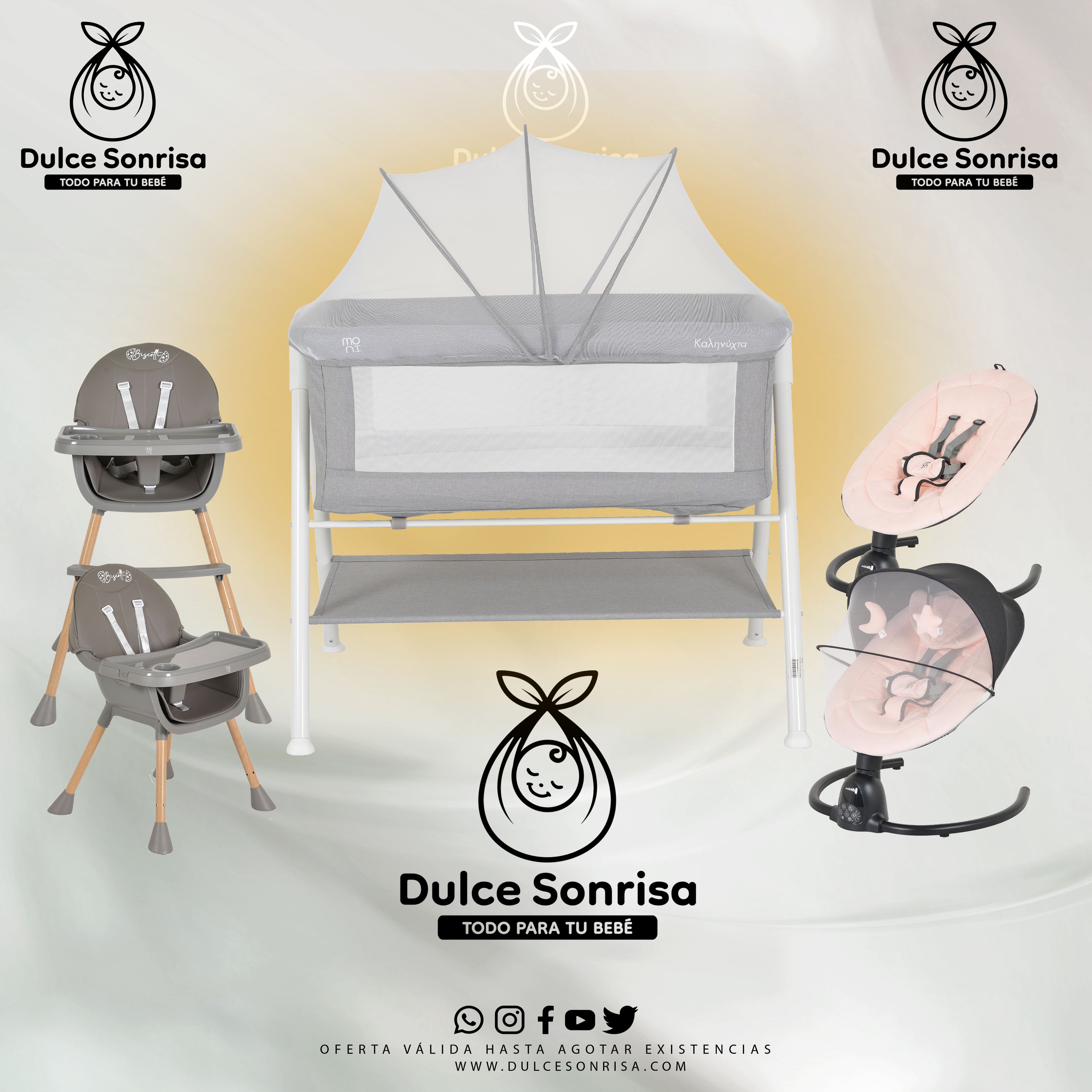 Lote Minicuna Aluminio + Trona 2 en 1 + Hamaca Electrica