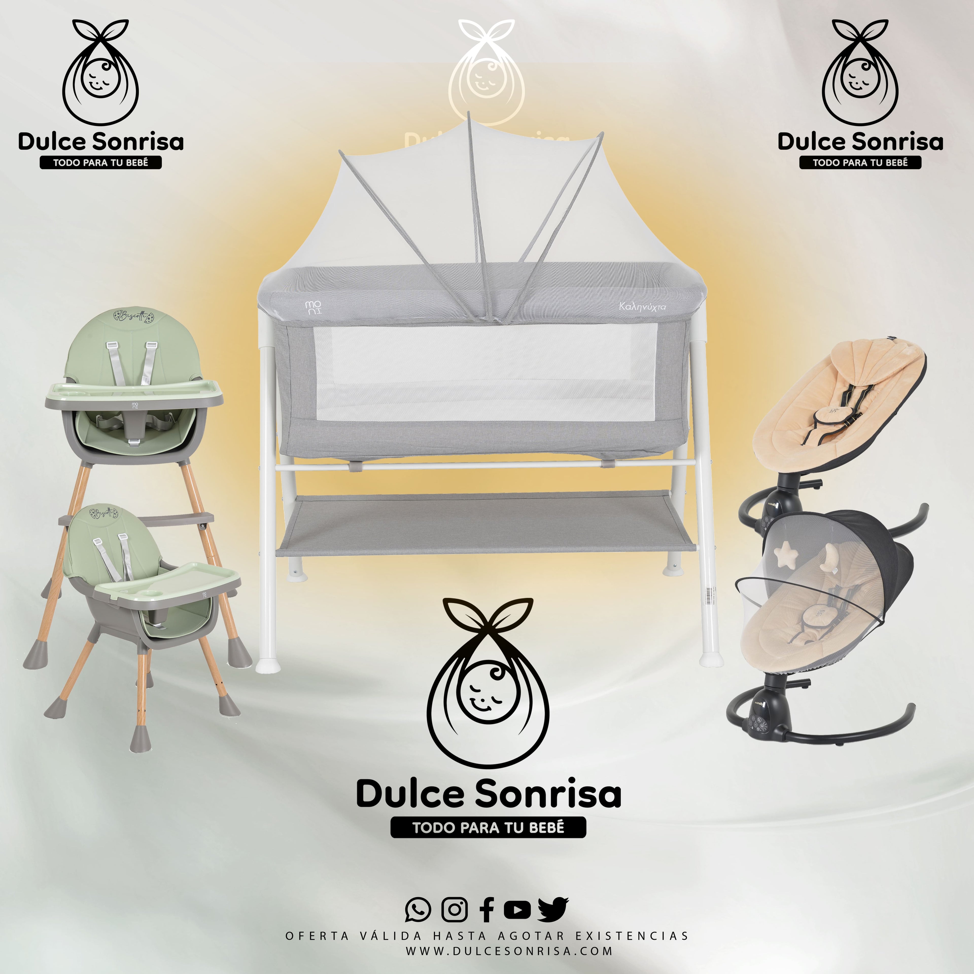 Lote Minicuna Aluminio + Trona 2 en 1 + Hamaca Electrica