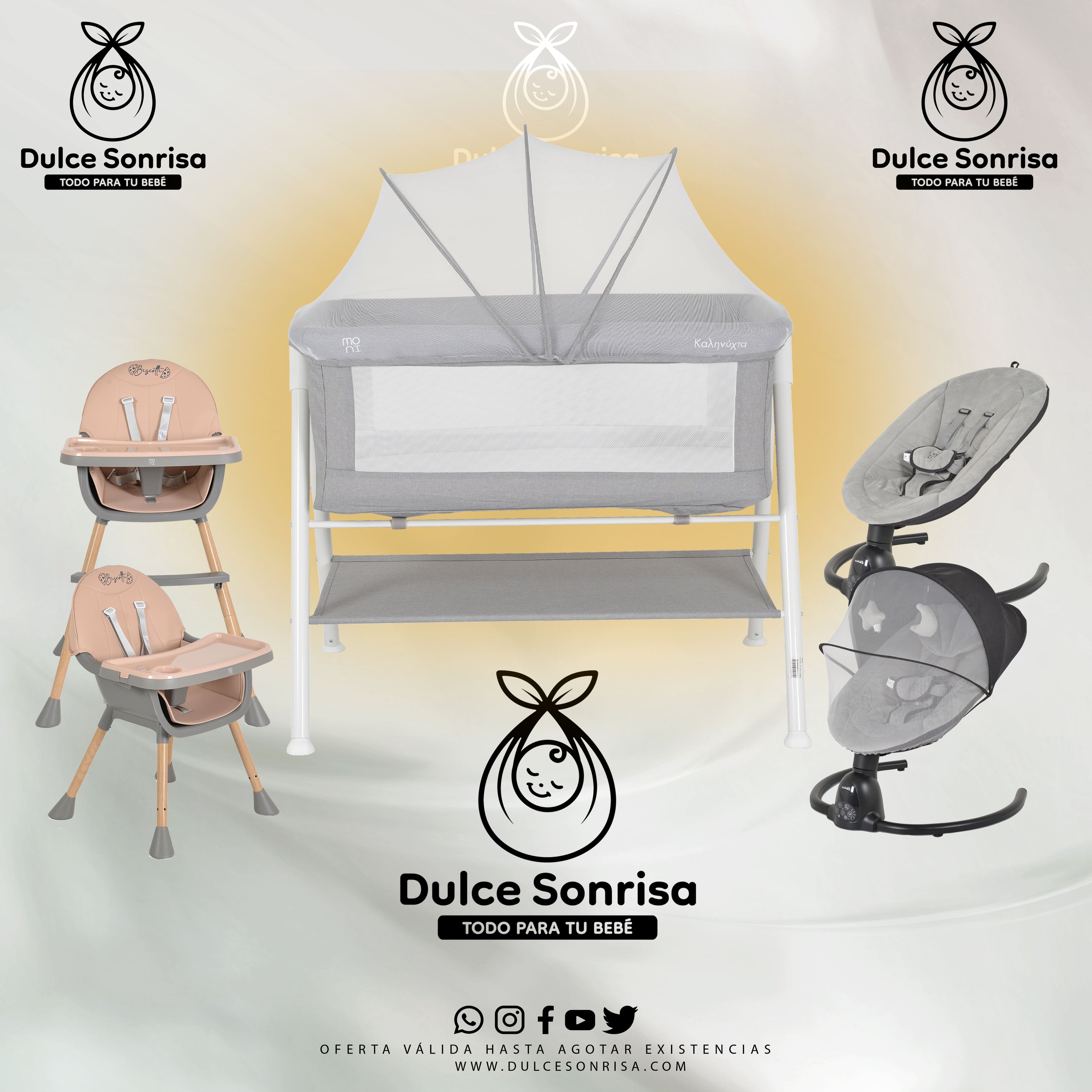 Lote Minicuna Aluminio + Trona 2 en 1 + Hamaca Electrica