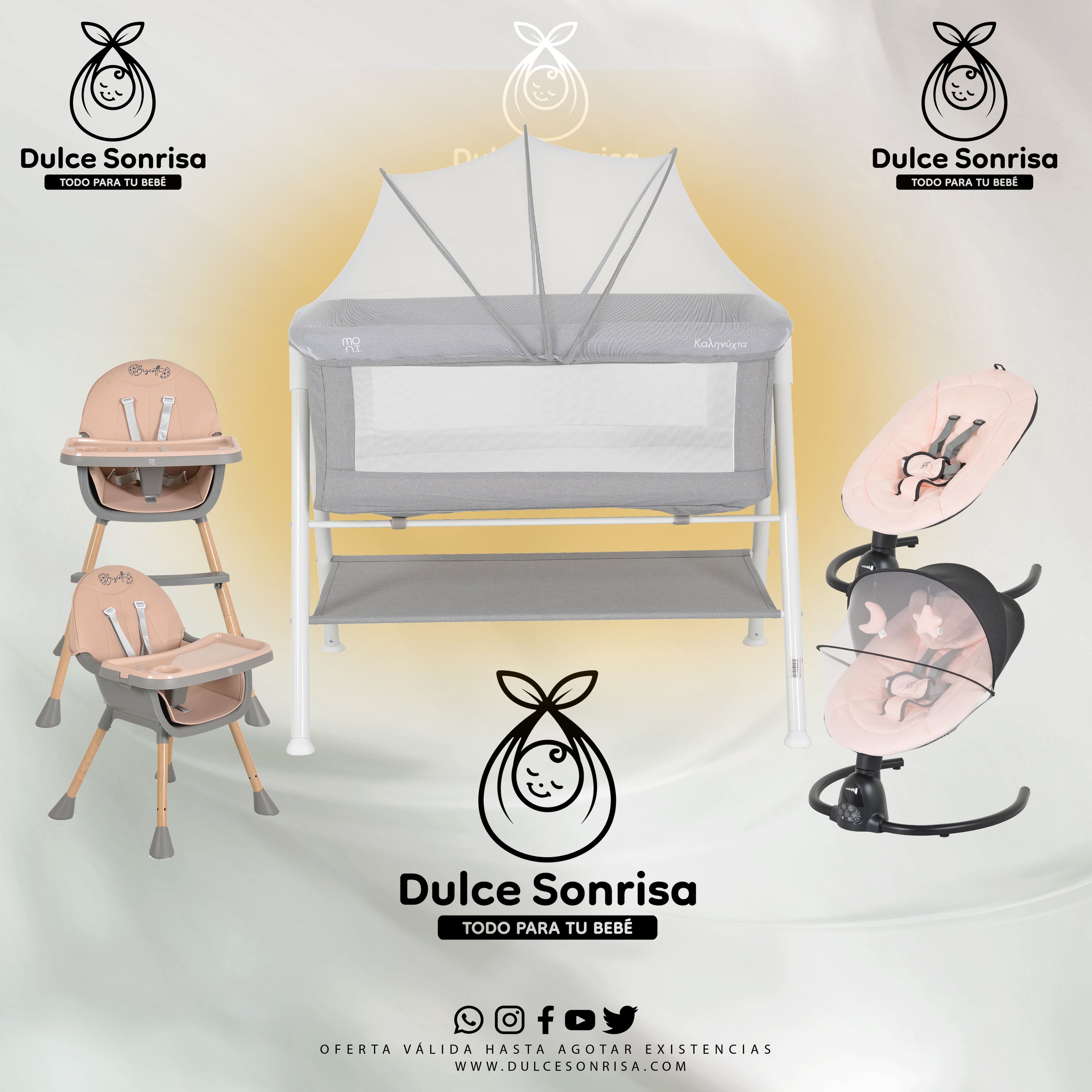 Lote Minicuna Aluminio + Trona 2 en 1 + Hamaca Electrica