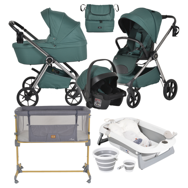 Pack Ahorro: Carrito 3 Piezas Unique + Minicuna Aura + Bañera Plegable Balena - Dulce Sonrisa