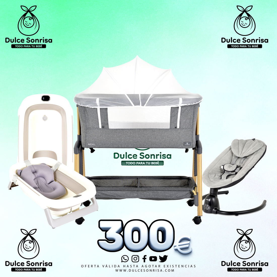 Lote Minicuna Colecho + Hamaca Electrica + Bañera Plegable con Termómetro