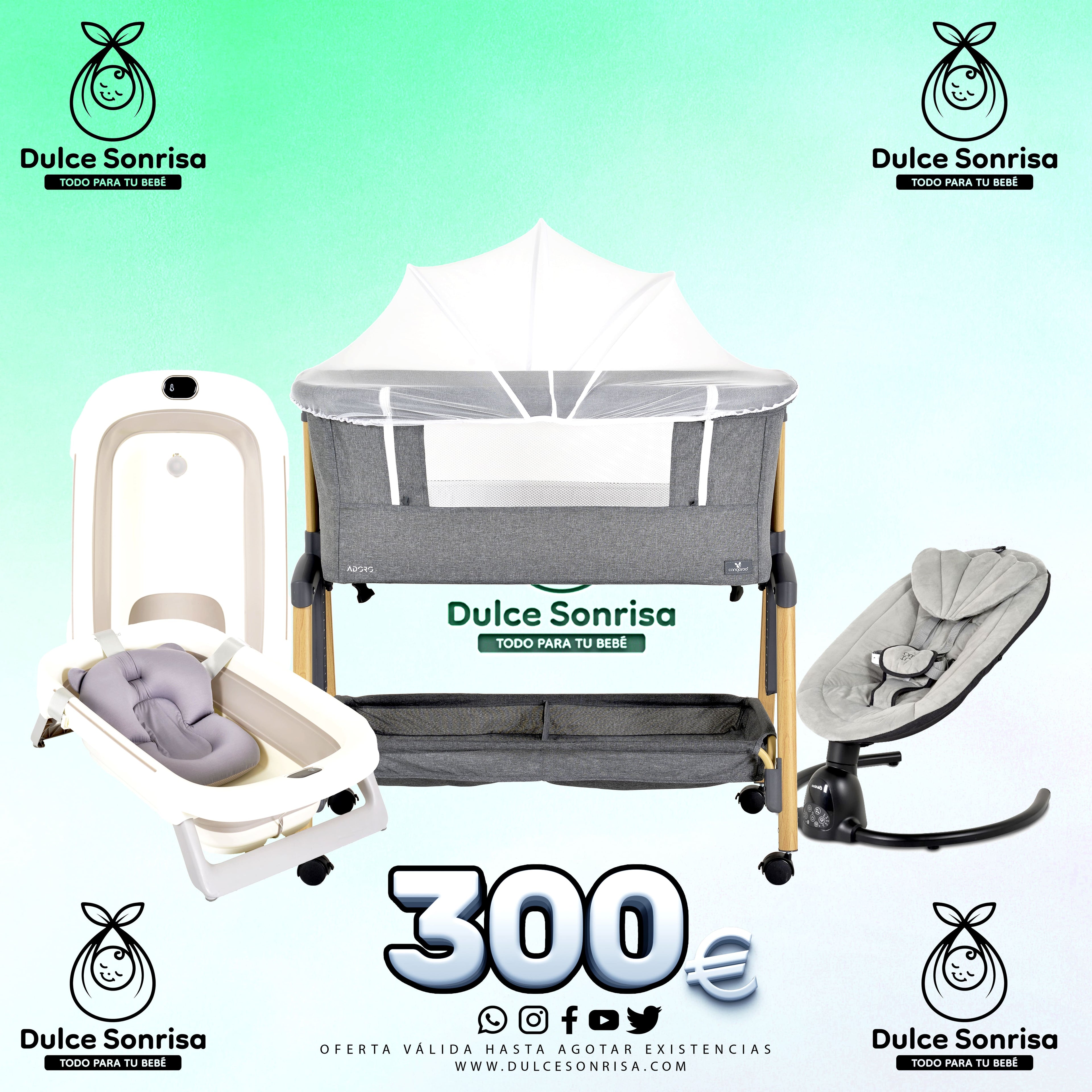 Lote Minicuna Colecho + Hamaca Electrica + Bañera Plegable con Termómetro