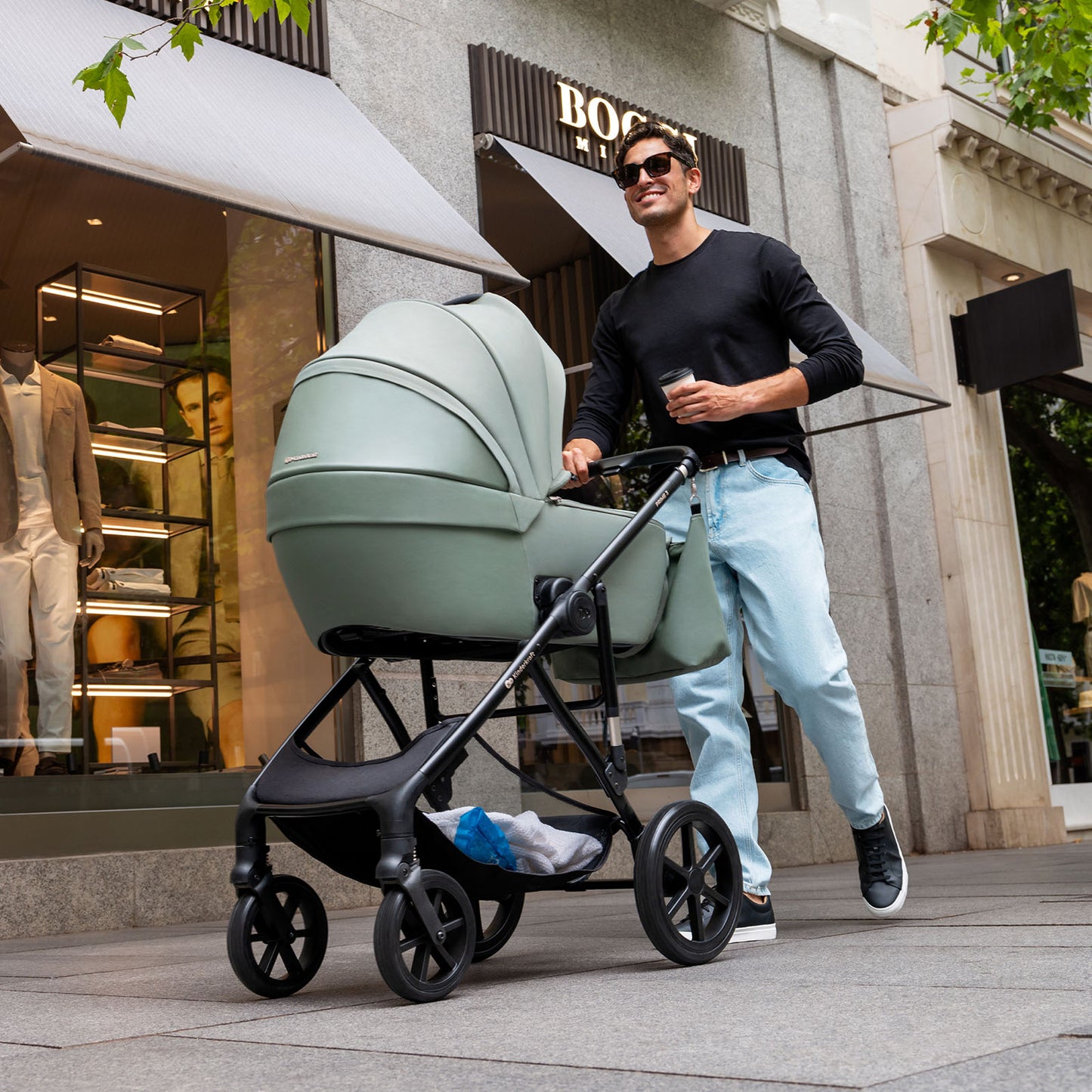 Carrito de bebé PRIME3 TRIO POLIPIEL/TELA BEIGE de KinderKraft
