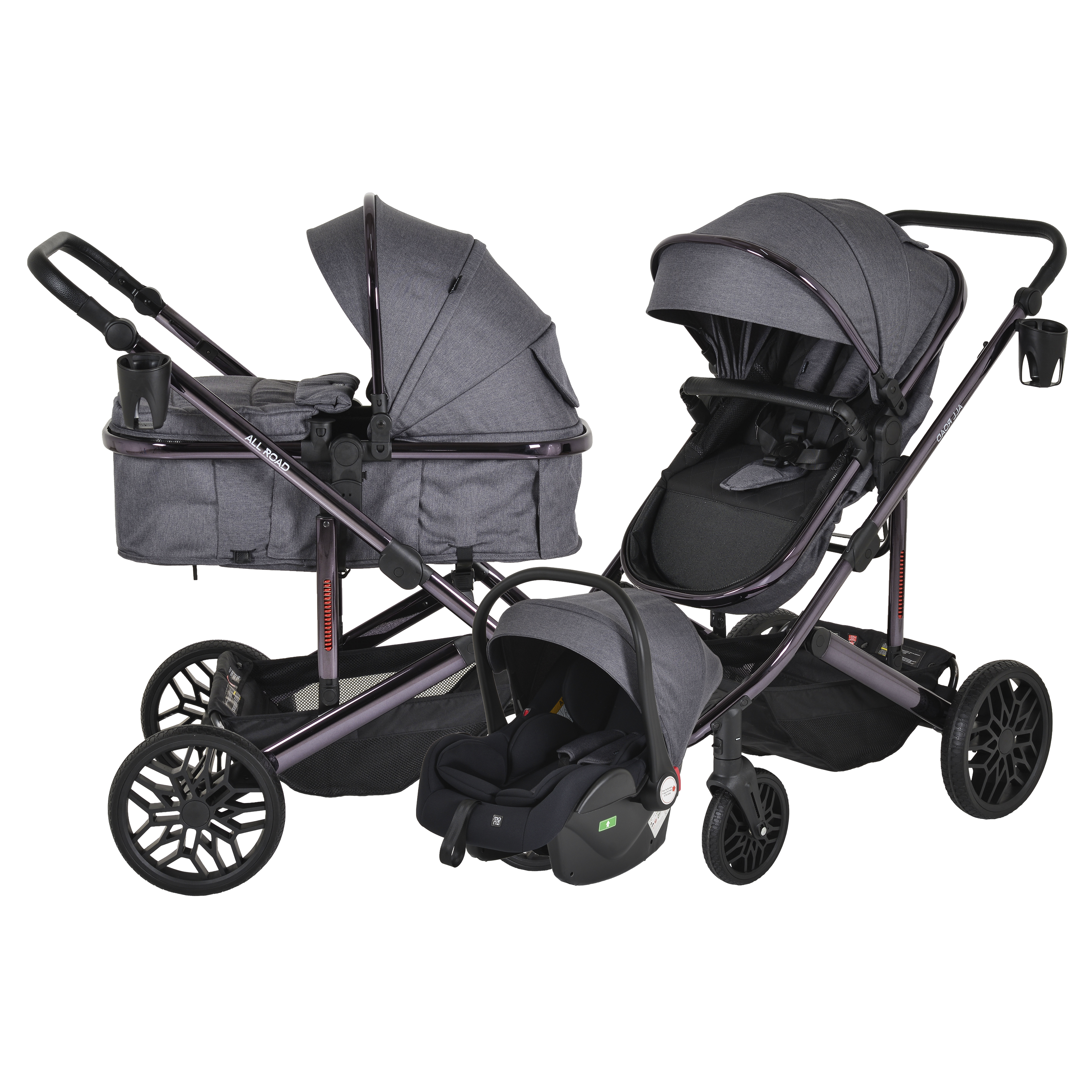 Carrito de bebé DUO CONVERTIBLE ALL ROAD hasta 22 kg de Moni + Grupo 0 (40cm - 87cm)