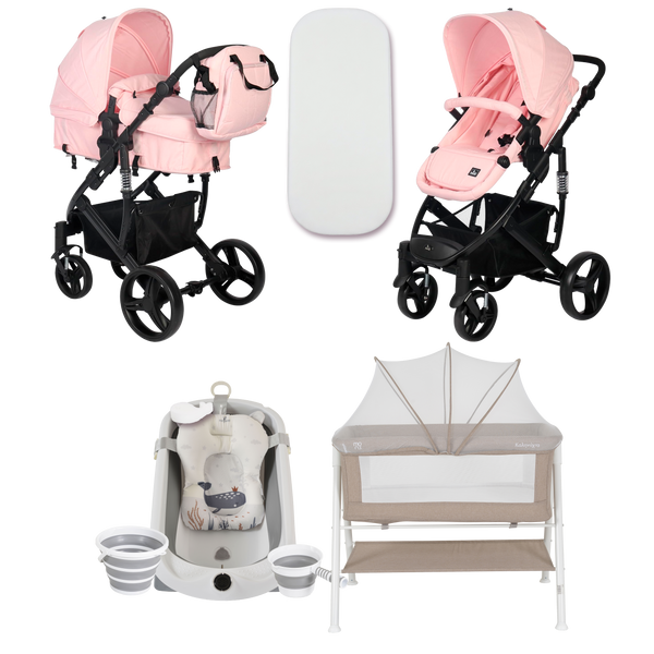 Pack ahorro: Carrito trio CORINTO+ Minicuna KALINIHTA + Bañera plegable con termómetro inteligente BALENA - Dulce Sonrisa