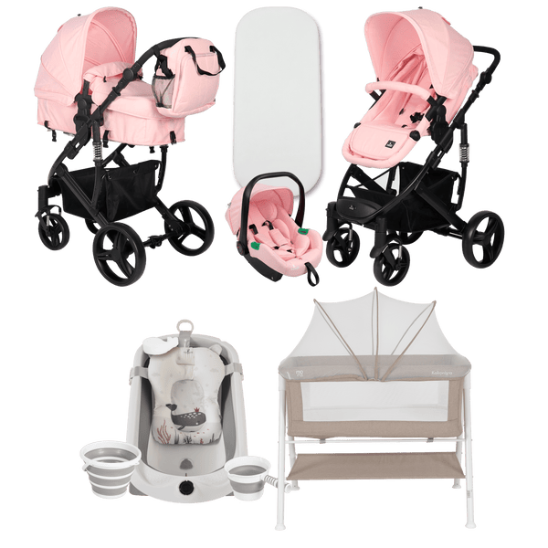 Pack ahorro: Carrito 3 en 1 CORINTO+ Minicuna KALINIHTA + Bañera plegable con termómetro inteligente BALENA