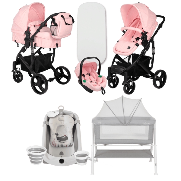 Pack ahorro: Carrito 3 en 1 CORINTO+ Minicuna KALINIHTA + Bañera plegable con termómetro inteligente BALENA
