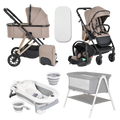 Pack Ahorro: Carrito 3 piezas MERCI +  Bañera Plegable BALENA + Minicuna KALINIHTA - Dulce Sonrisa