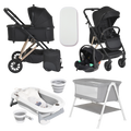 Pack Ahorro: Carrito 3 piezas MERCI +  Bañera Plegable BALENA + Minicuna KALINIHTA - Dulce Sonrisa