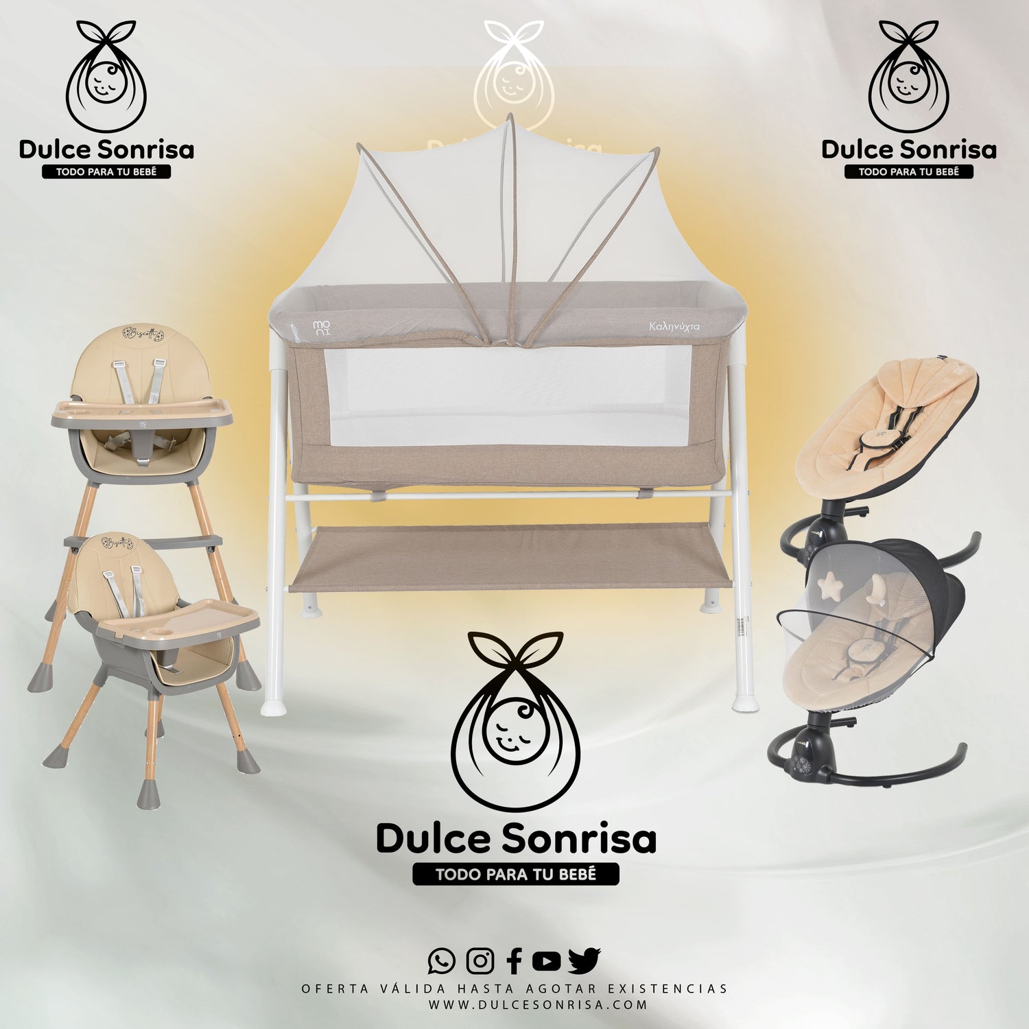 Lote Minicuna Aluminio + Trona 2 en 1 + Hamaca Electrica