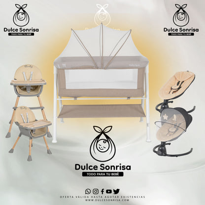 Lote Minicuna Aluminio + Trona 2 en 1 + Hamaca Electrica