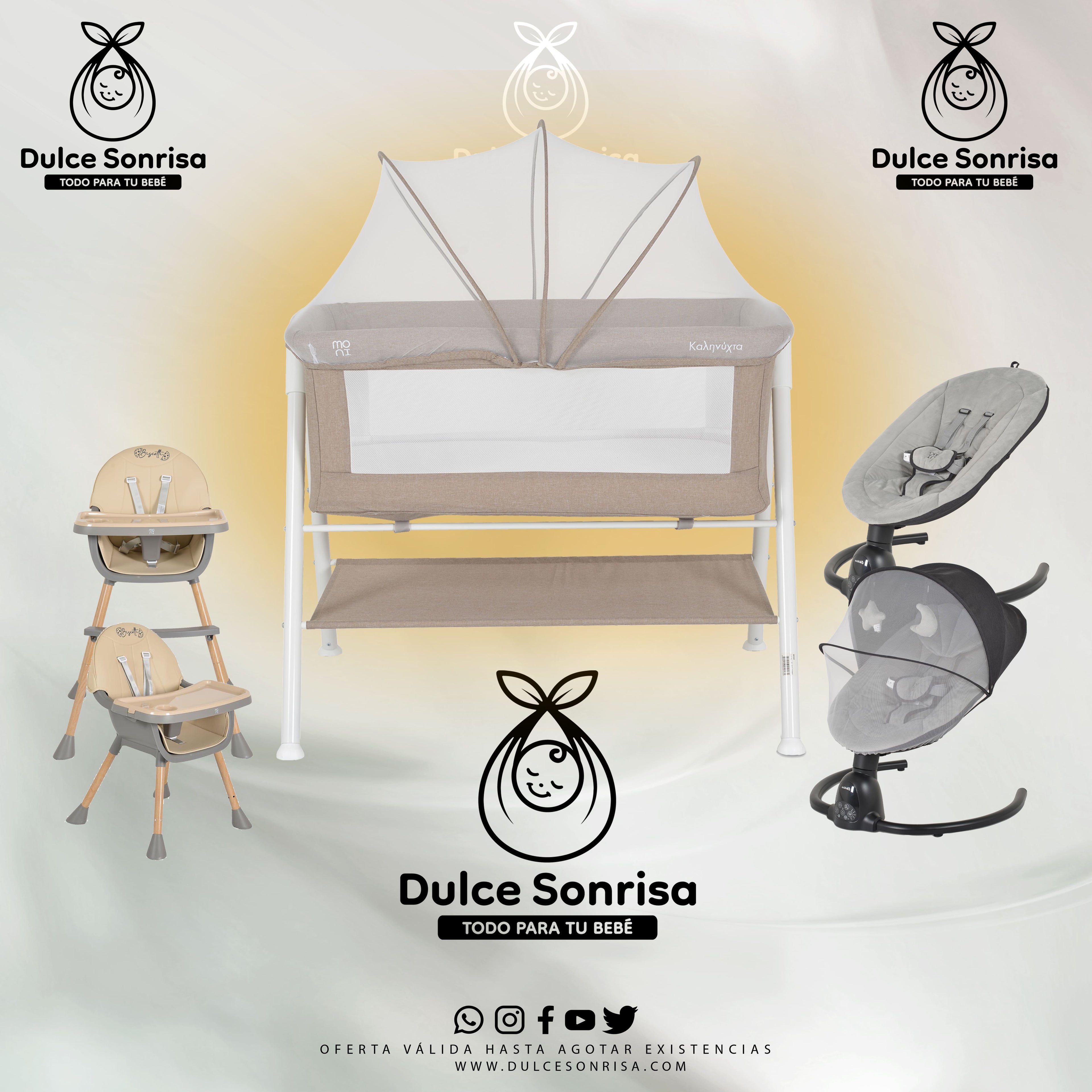 Lote Minicuna Aluminio + Trona 2 en 1 + Hamaca Electrica