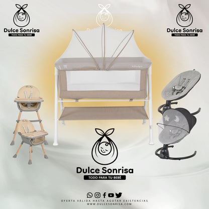 Lote Minicuna Aluminio + Trona 2 en 1 + Hamaca Electrica