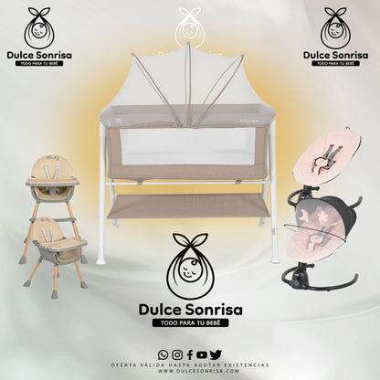 Lote Minicuna Aluminio + Trona 2 en 1 + Hamaca Electrica