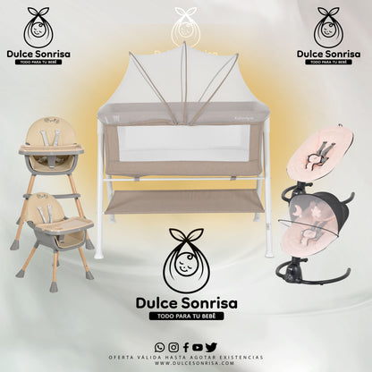 Lote Minicuna Aluminio + Trona 2 en 1 + Hamaca Electrica
