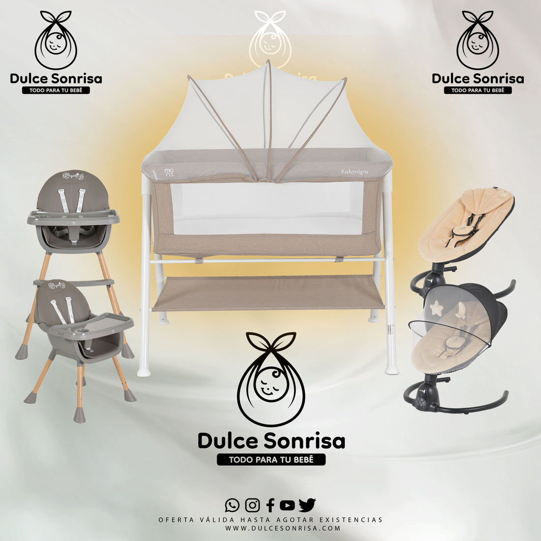 Lote Minicuna Aluminio + Trona 2 en 1 + Hamaca Electrica