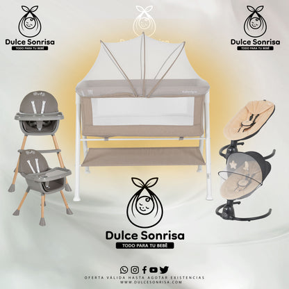 Lote Minicuna Aluminio + Trona 2 en 1 + Hamaca Electrica