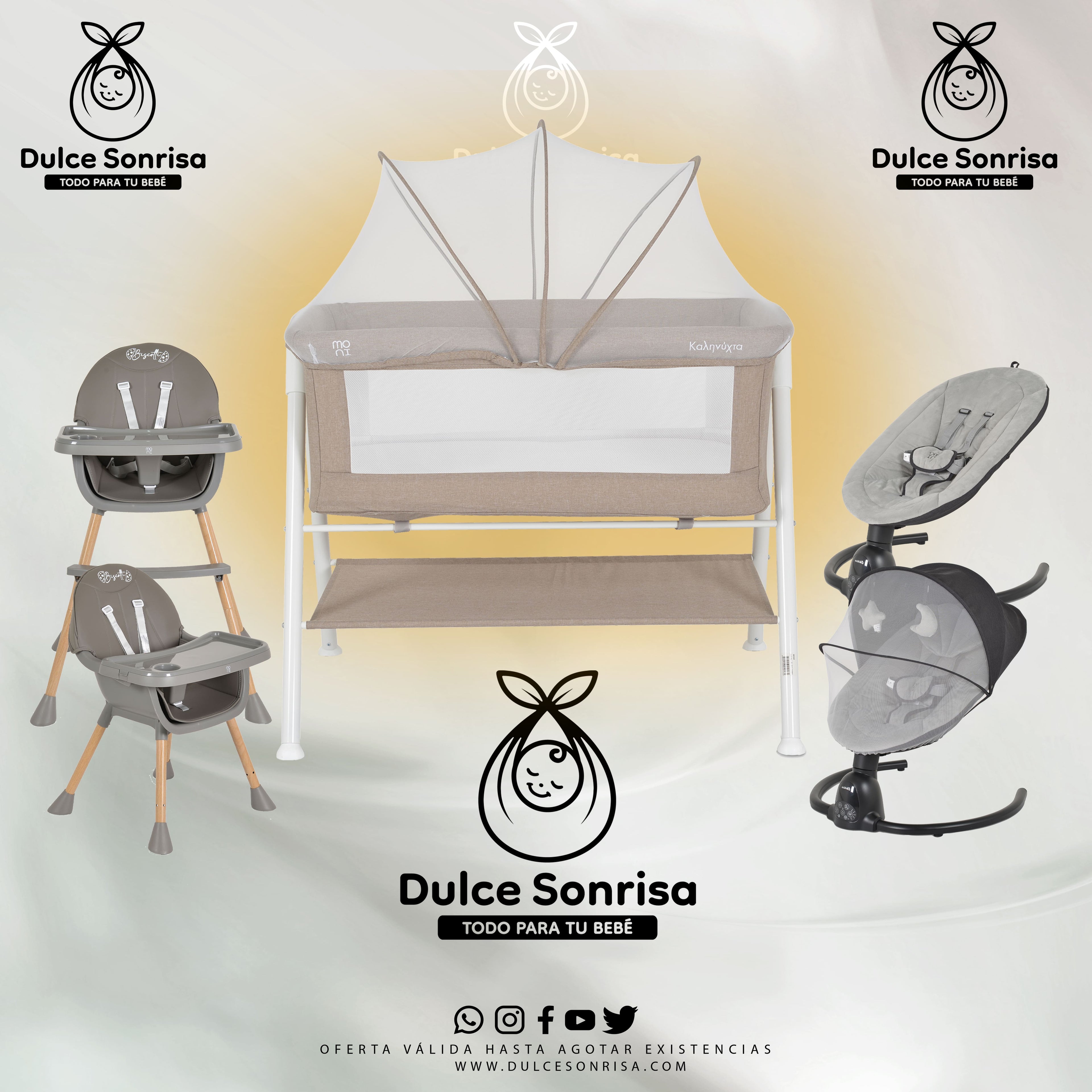 Lote Minicuna Aluminio + Trona 2 en 1 + Hamaca Electrica