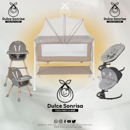 Lote Minicuna Aluminio + Trona 2 en 1 + Hamaca Electrica