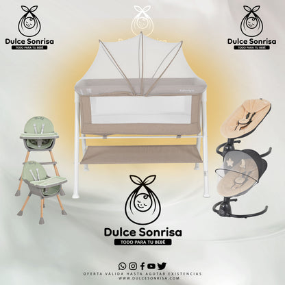 Lote Minicuna Aluminio + Trona 2 en 1 + Hamaca Electrica