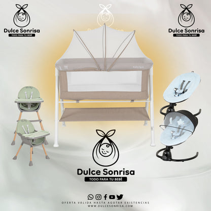 Lote Minicuna Aluminio + Trona 2 en 1 + Hamaca Electrica