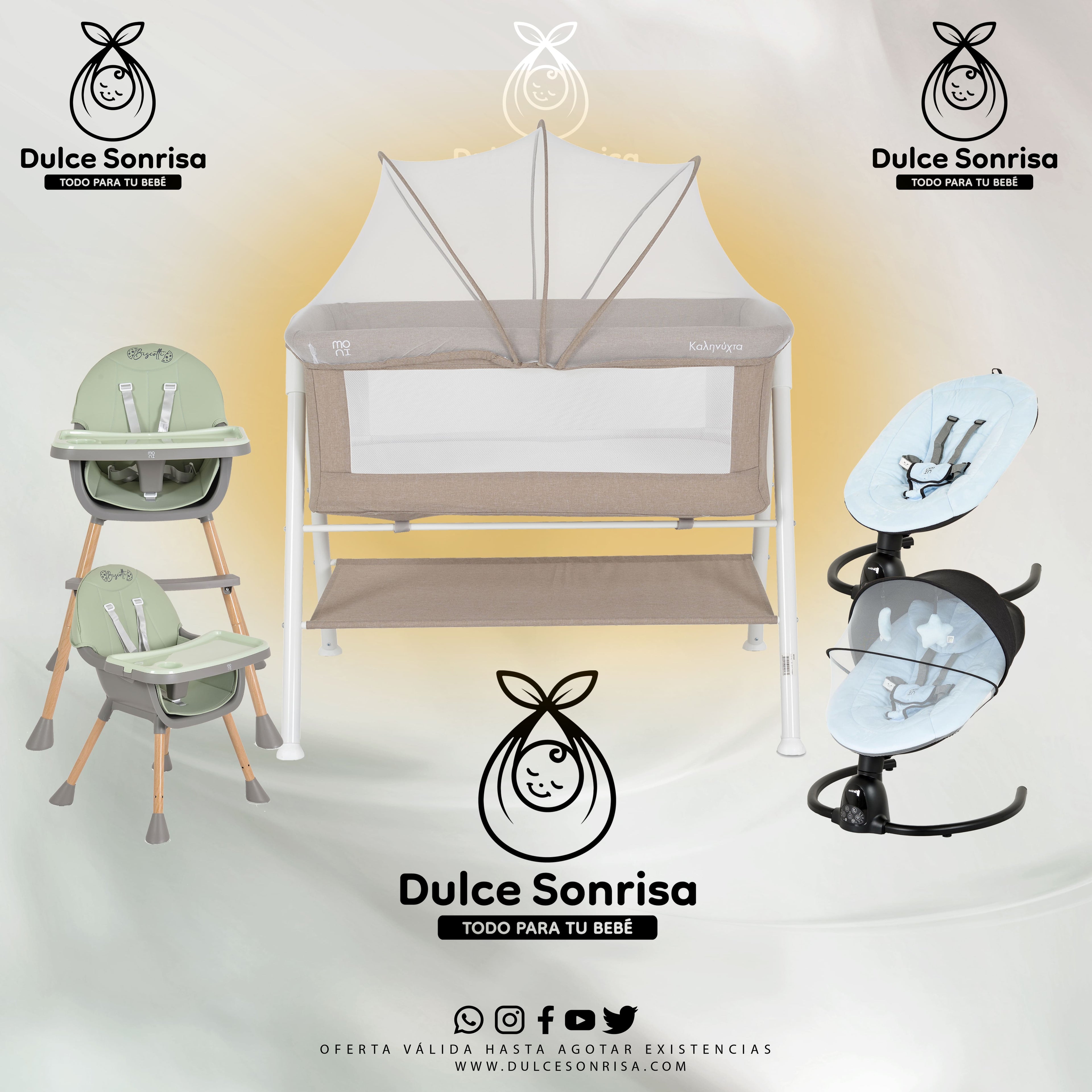 Lote Minicuna Aluminio + Trona 2 en 1 + Hamaca Electrica