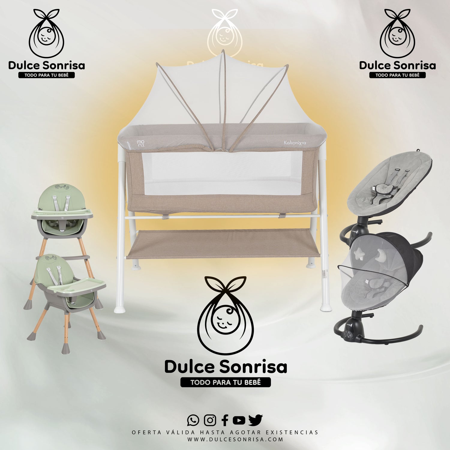 Lote Minicuna Aluminio + Trona 2 en 1 + Hamaca Electrica