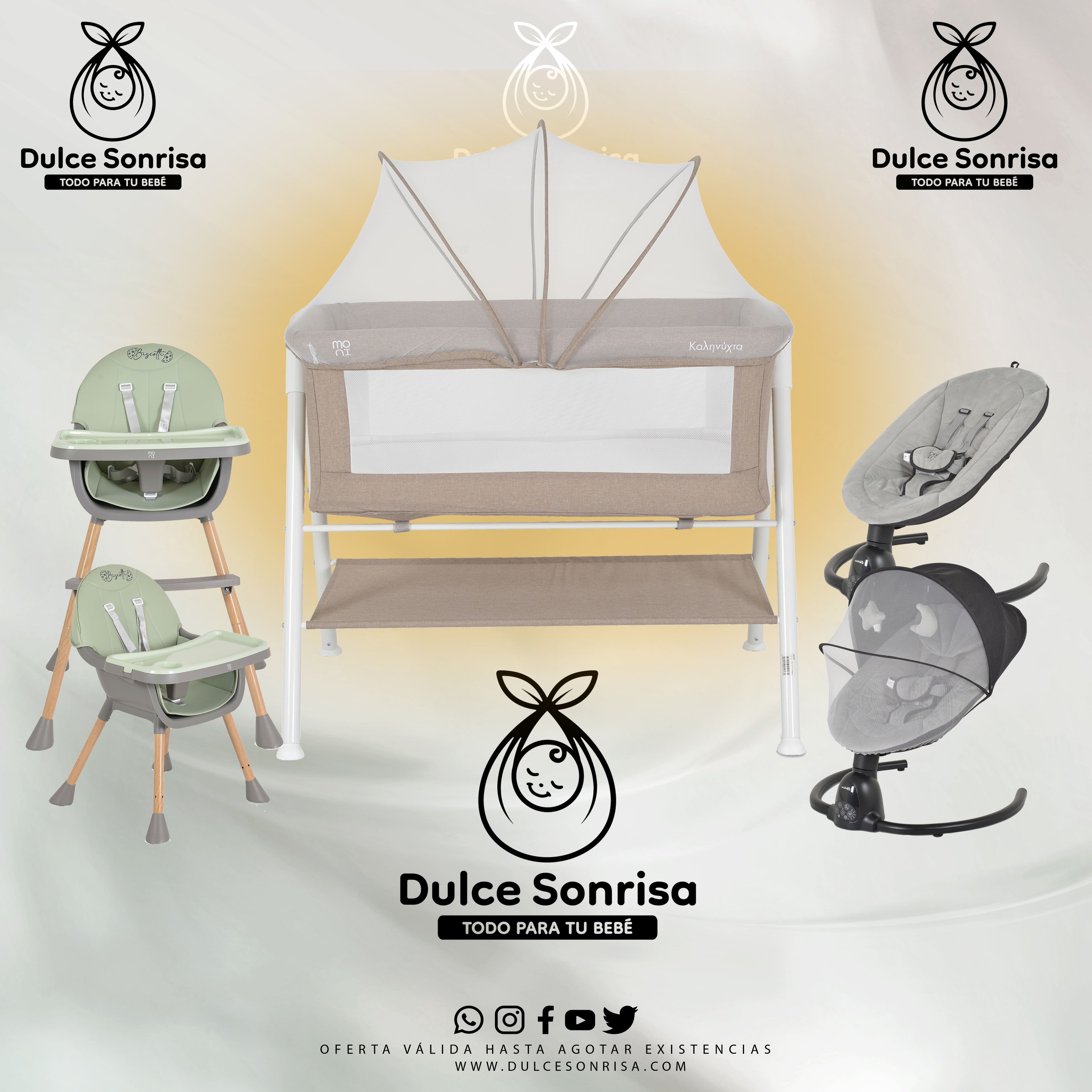 Lote Minicuna Aluminio + Trona 2 en 1 + Hamaca Electrica