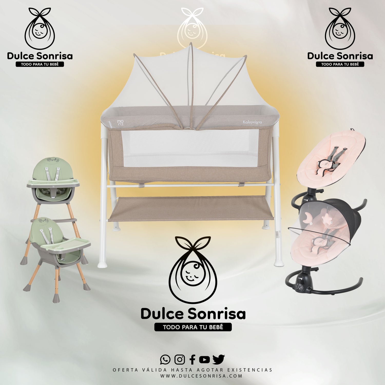 Lote Minicuna Aluminio + Trona 2 en 1 + Hamaca Electrica