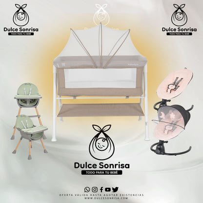 Lote Minicuna Aluminio + Trona 2 en 1 + Hamaca Electrica