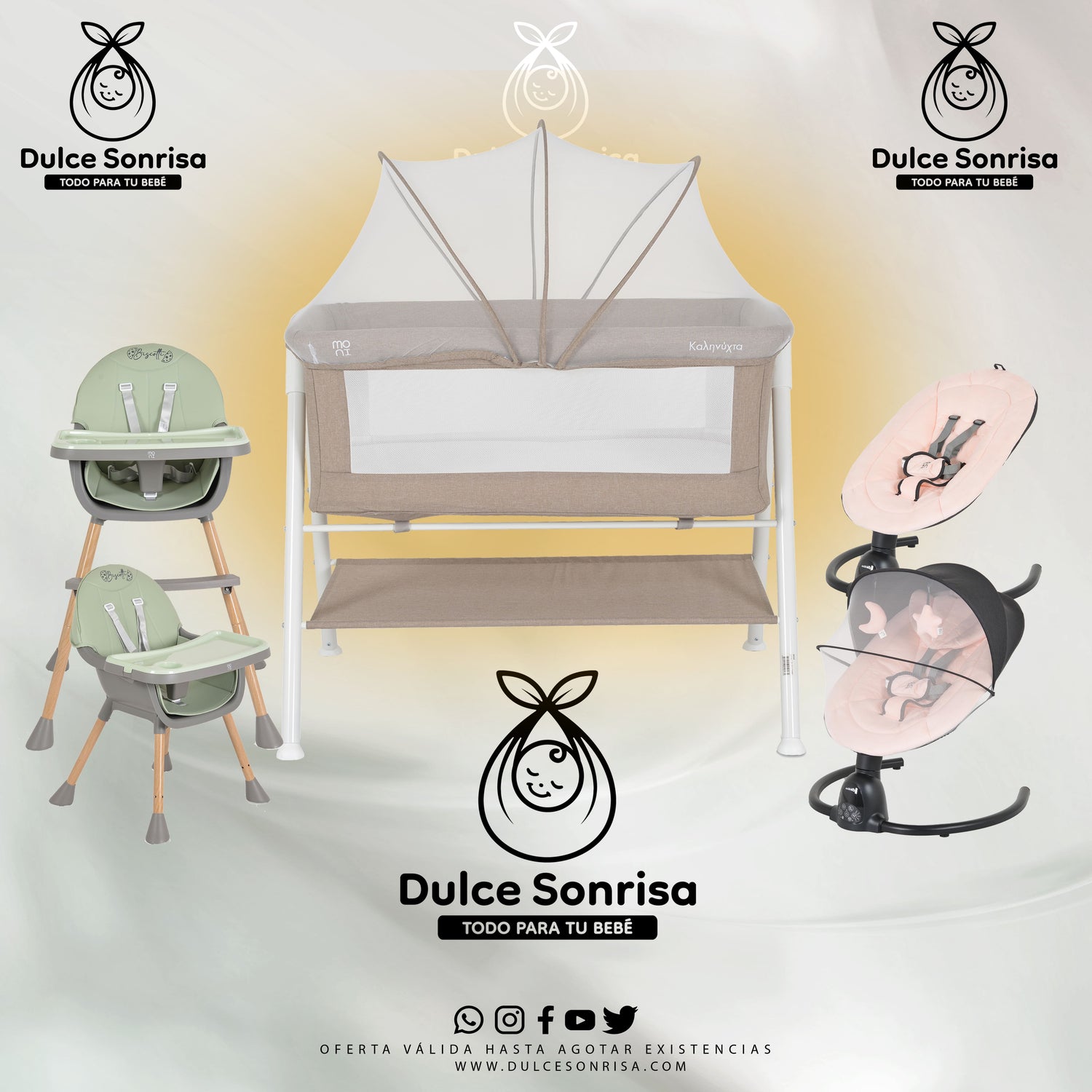 Lote Minicuna Aluminio + Trona 2 en 1 + Hamaca Electrica