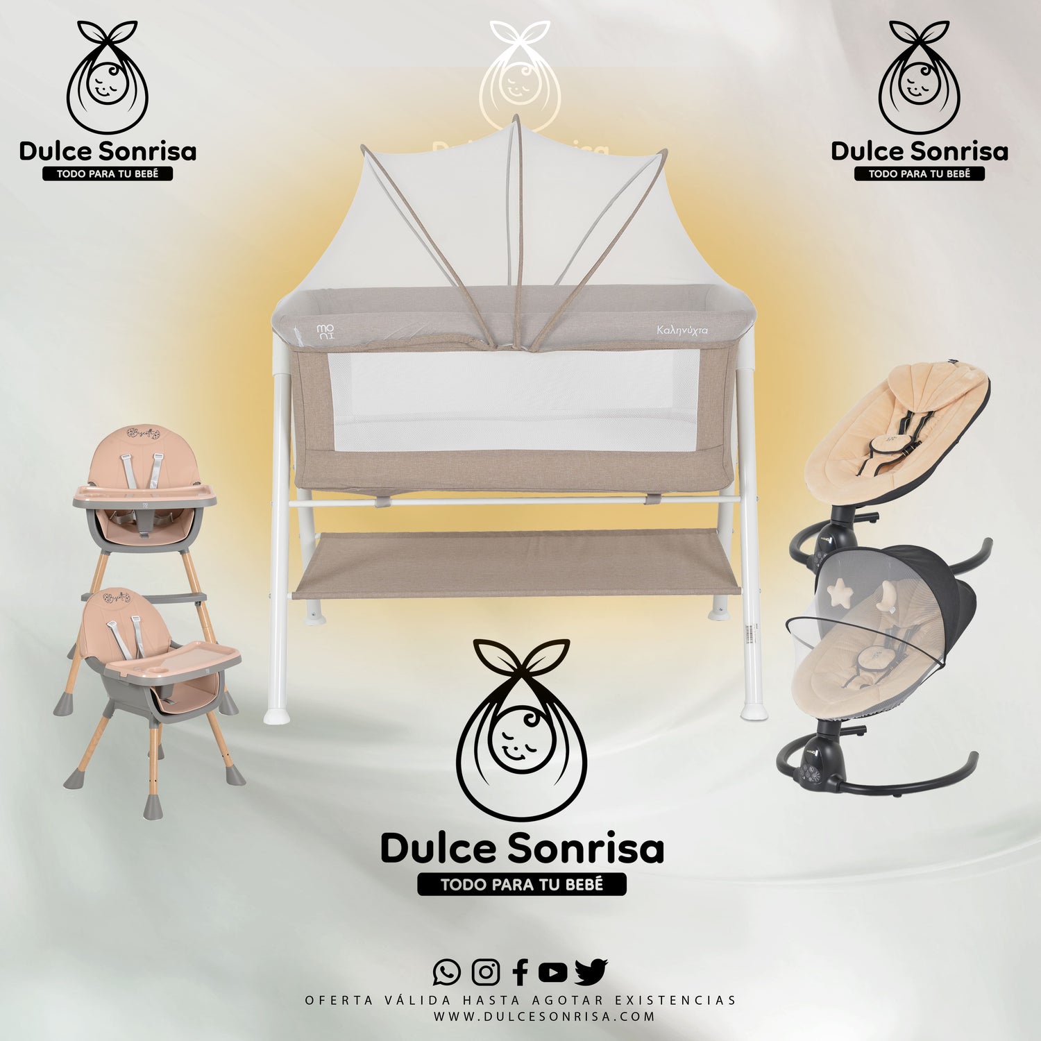 Lote Minicuna Aluminio + Trona 2 en 1 + Hamaca Electrica