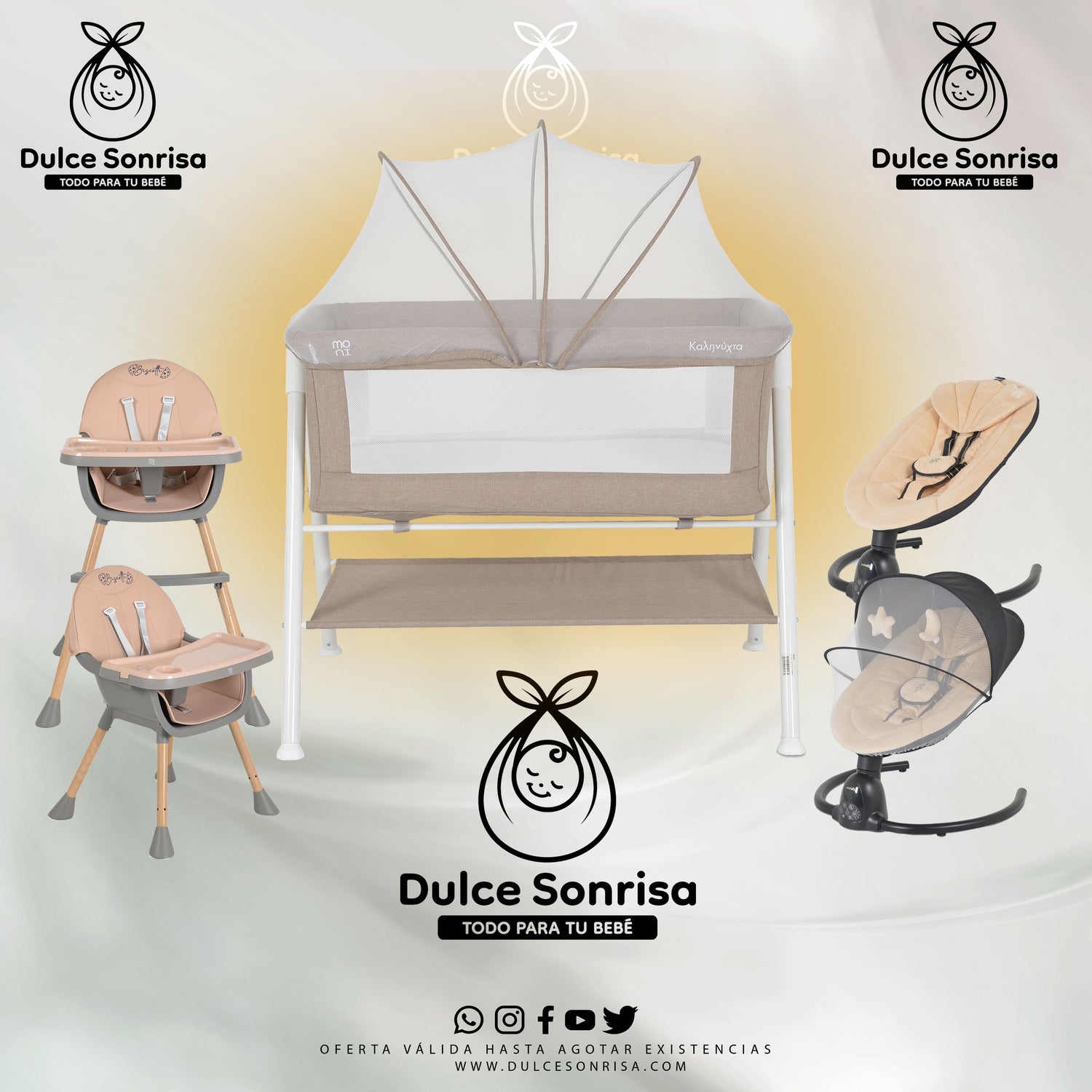 Lote Minicuna Aluminio + Trona 2 en 1 + Hamaca Electrica