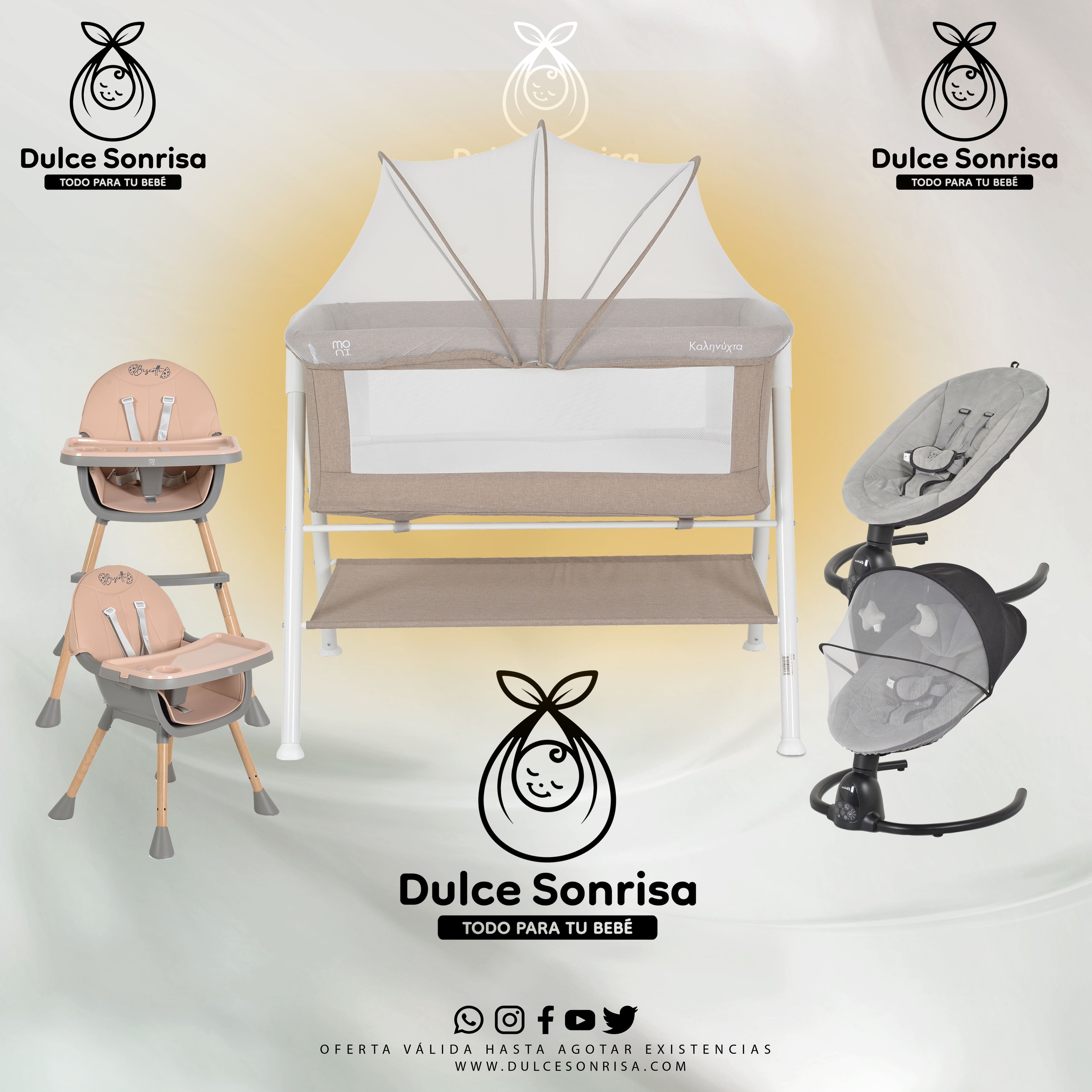 Lote Minicuna Aluminio + Trona 2 en 1 + Hamaca Electrica