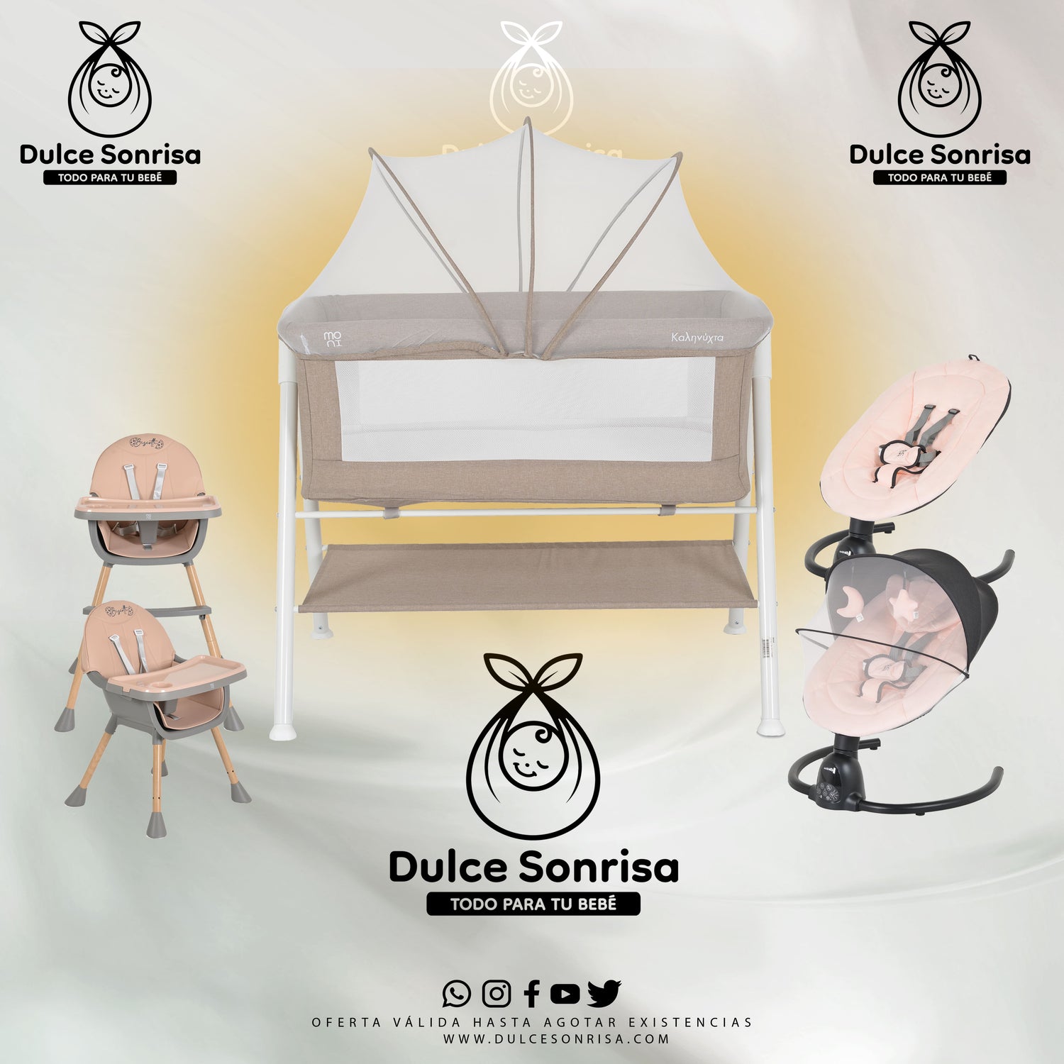 Lote Minicuna Aluminio + Trona 2 en 1 + Hamaca Electrica