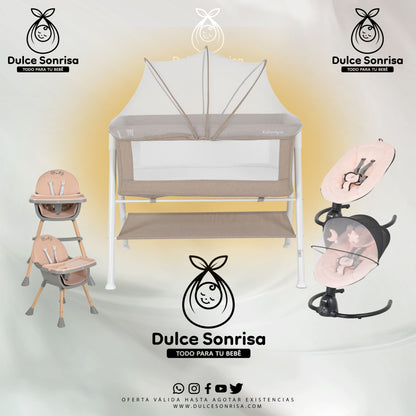 Lote Minicuna Aluminio + Trona 2 en 1 + Hamaca Electrica
