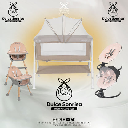 Lote Minicuna Aluminio + Trona 2 en 1 + Hamaca Electrica