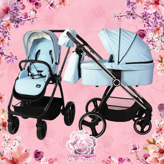 Carrito de bebé ELENA DUO POLIPIEL AZUL de Toral