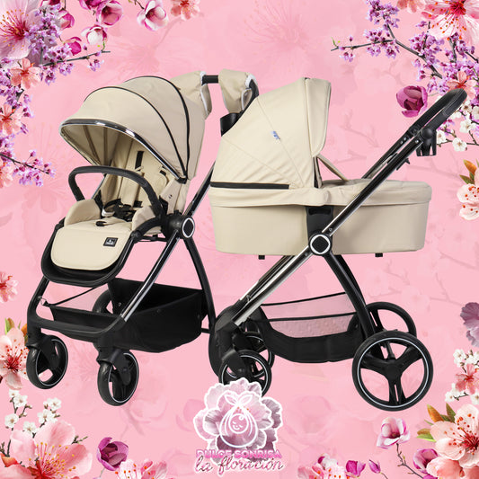 Carrito de bebé ELENA DUO POLIPIEL BEIGE de Toral