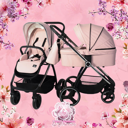 Carrito de bebé ELENA DUO POLIPIEL ROSA de Toral